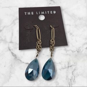 THE LIMITED Earrings Blue Glass Pierced Dangle NEW on Card